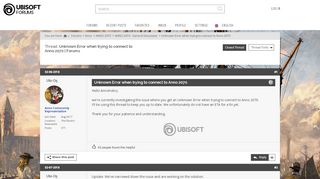 
                            3. Unknown Error when trying to connect to Anno 2070 | Forums