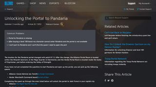 
                            3. Unlocking the Portal to Pandaria - Blizzard Support