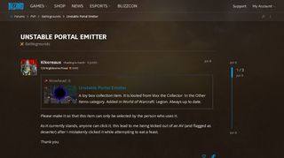 
                            3. Unstable Portal Emitter - Battlegrounds - World of Warcraft Forums ...