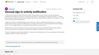 
                            1. Unusual sign-in activity notification - Microsoft Community