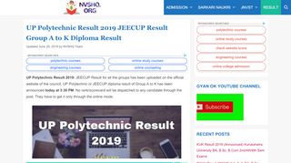 
                            9. UP Polytechnic Result 2019 JEECUP Result Group A to K ...