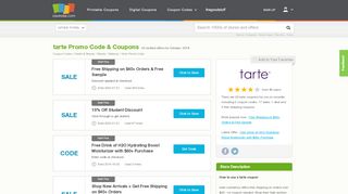 
                            5. Up to 50% off tarte Promo Code, Coupons + 4% …