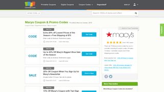 
                            5. Up to 60% off Macys Coupon, Promo Codes + 3% Cash Back ...