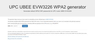 
                            8. UPC password generator UBEE EVW3226