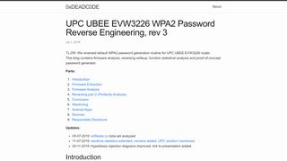 
                            3. UPC UBEE EVW3226 WPA2 Password Reverse Engineering, rev 3