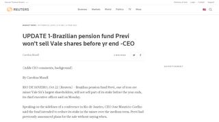 
                            5. UPDATE 1-Brazilian pension fund Previ won't sell Vale ...