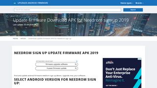 
                            5. Update firmware Download APK for Needrom sign up 2019