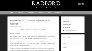 
                            5. Update on ASIC Authorised Representative Register ...