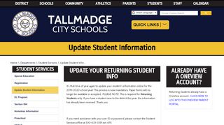 
                            1. Update Student Information - Tallmadge City Schools