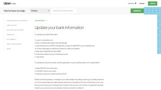 
                            4. Update your bank information | Uber Partner Help