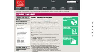 
                            2. Update your research profile - King's College London