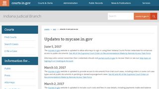 
                            2. Updates to mycase.in.gov - courts.IN.gov