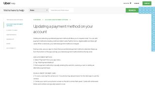 
                            5. Updating a payment method on your account | Uber