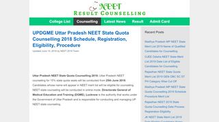 
                            10. UPDGME Uttar Pradesh NEET State Quota Counselling 2018 ...