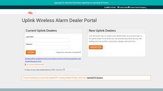 
                            5. Uplink Wireless Alarm Dealer Portal - User Portal Login