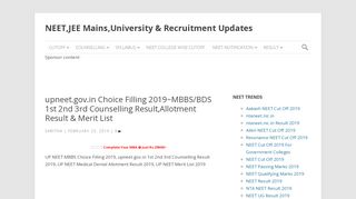 
                            5. upneet.gov.in Choice Filling 2019~MBBS/BDS 1st 2nd 3rd ...