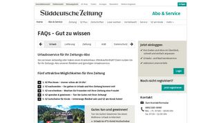 
                            6. Urlaub - Abo & Service - Süddeutsche Zeitung und …