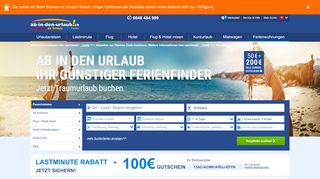 
                            4. Urlaub: Bis 40% Rabatt beim Marktführer | ab-in-den-urlaub.ch