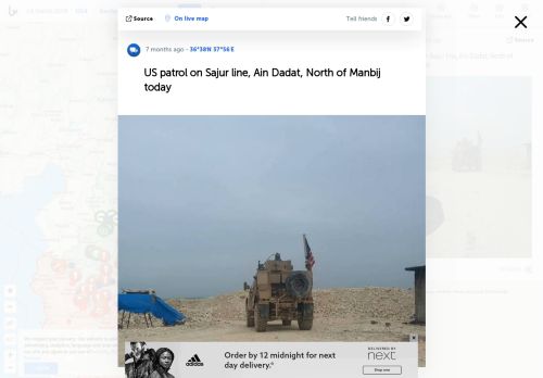 
                            8. US patrol on Sajur line, Ain Dadat, North of Manbij today ...