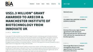 
                            7. US$1.3 MILLION* GRANT AWARDED TO ARECOR & …