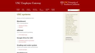 
                            3. USC systems | USC Employee Gateway | USC