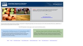 
                            2. USDA APHIS Application Access - Home to PCIT and VEHCS.