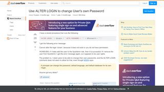 
                            4. Use ALTER LOGIN to change User's own Password