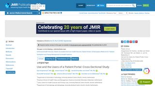 
                            4. Use and the Users of a Patient Portal: Cross-Sectional ... - JMIR