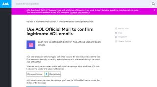 
                            1. Use AOL Official Mail to confirm legitimate AOL emails - AOL Help