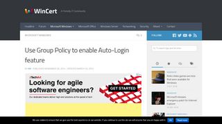 
                            8. Use Group Policy to enable Auto-Login feature - WinCert