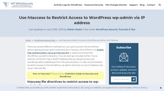 
                            2. Use htaccess to Restrict Access to WordPress wp-admin via IP ...