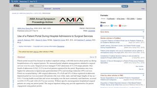 
                            5. Use of a Patient Portal During Hospital Admissions to Surgical Services