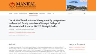 
                            4. Use of KMC health sciences library portal by postgraduate students ...