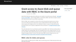 
                            3. Use the Azure portal to manage Azure AD access rights to blob and ...