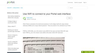 
                            8. Use WiFi to connect to your Portal web interface – Portal WiFi