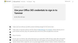 
                            6. Use your Office 365 credentials to sign in to Yammer ? Office Blogs