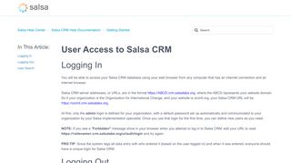 
                            4. User Access to Salsa CRM – Salsa Help Center