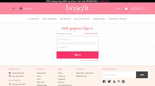 
                            3. User account | Benefit Cosmetics