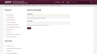 
                            4. User Account | Housing & Residence Life | Eastern Kentucky University