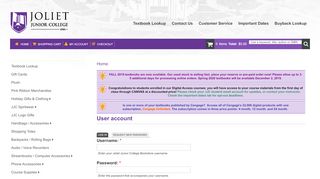 
                            9. User account | Joliet Junior College Bookstore