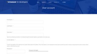 
                            6. User account | Ryanair for Developers