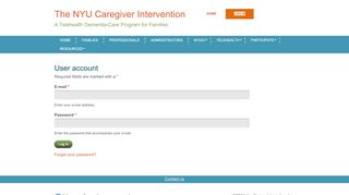 
                            7. User account | The NYU Caregiver Intervention