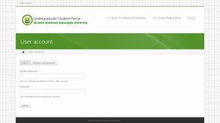 
                            2. User account | Undergraduate Registration Portal : IBBUL
