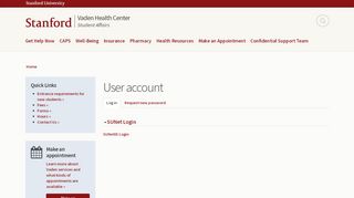 
                            1. User account | Vaden Health Center