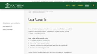 
                            5. User Accounts | Southern Adventist University