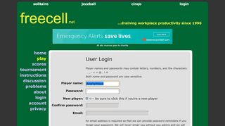 
                            10. User Login - freecell.net