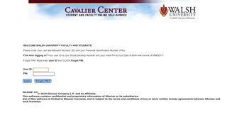 
                            7. User Login - Walsh University - Cavalier Center