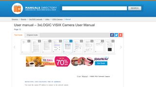 
                            8. User manual | 3xLOGIC VISIX Camera User Manual | Page 12 / 90