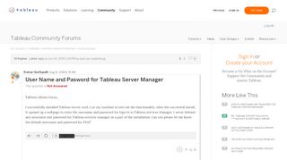 
                            2. User Name and Pasword for Tableau Server Manager |Tableau ...
