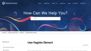 
                            4. User Register Element - ThemeFusion